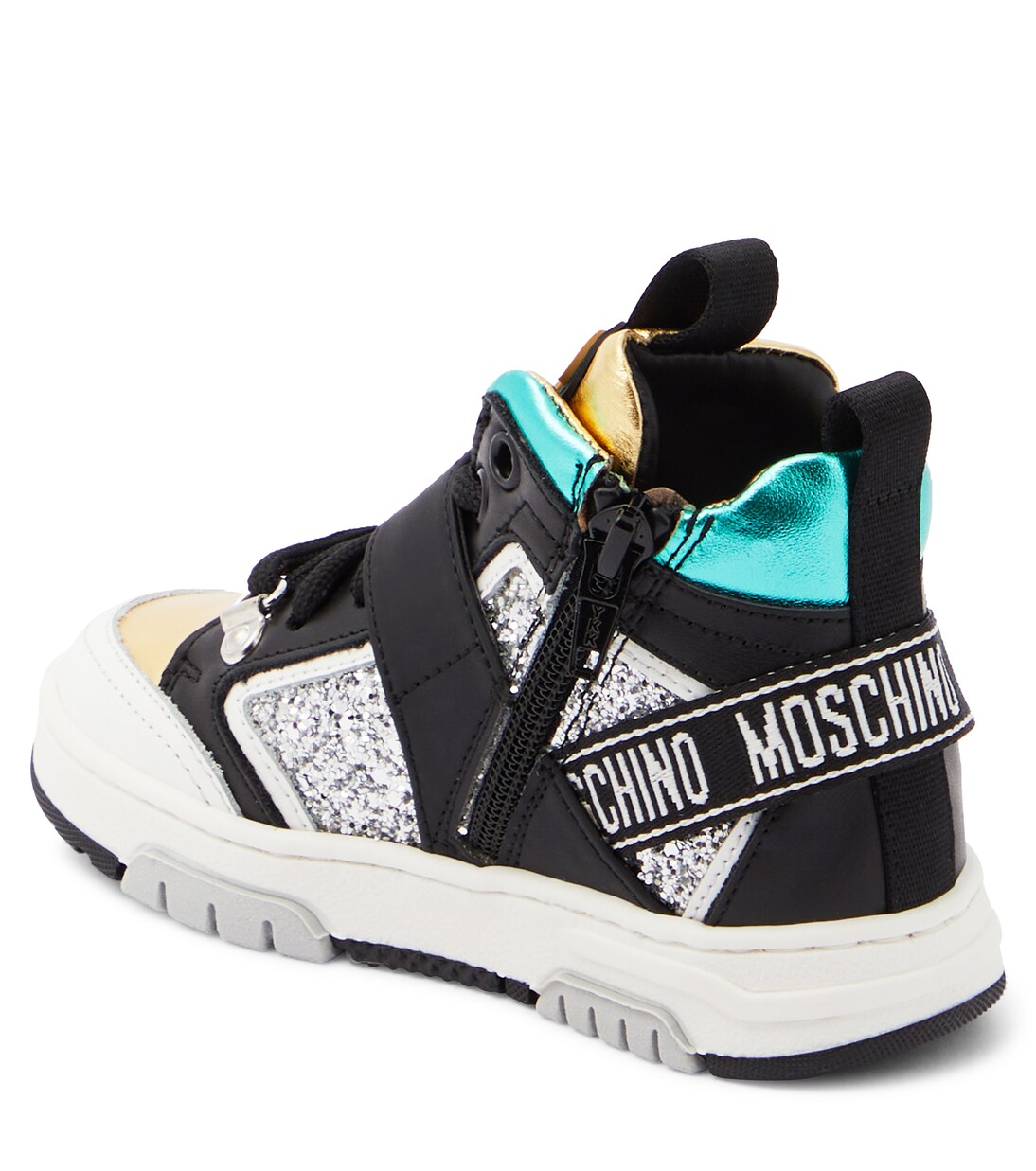 Logo leather high-top sneakers | Moschino Kids