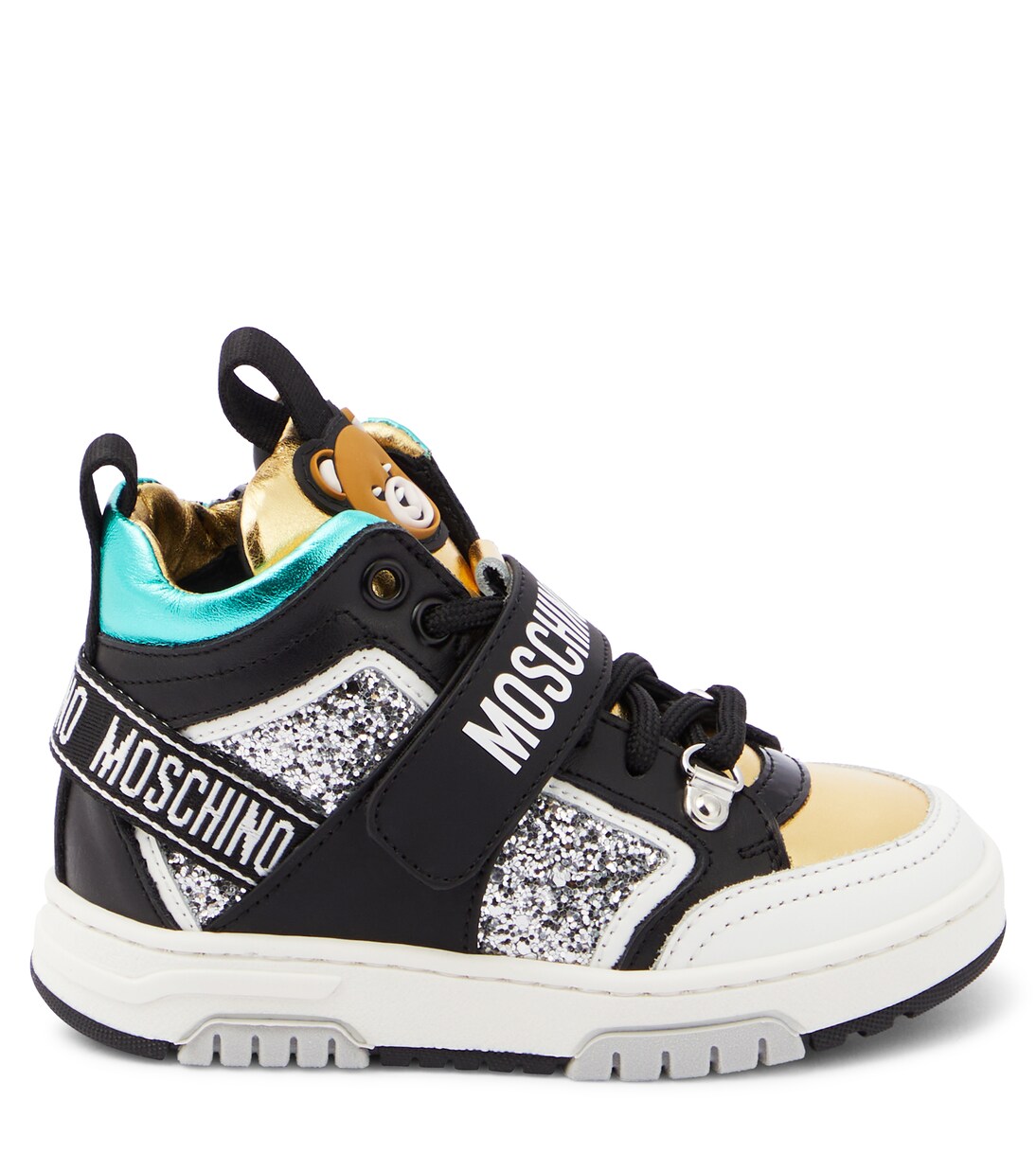Logo leather high-top sneakers | Moschino Kids