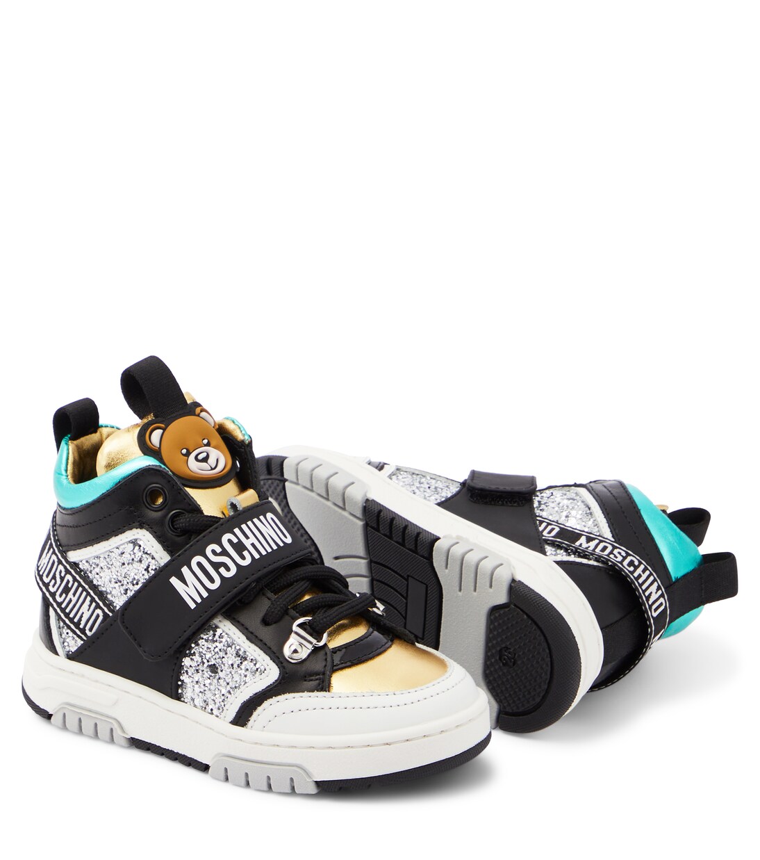 Logo leather high-top sneakers | Moschino Kids