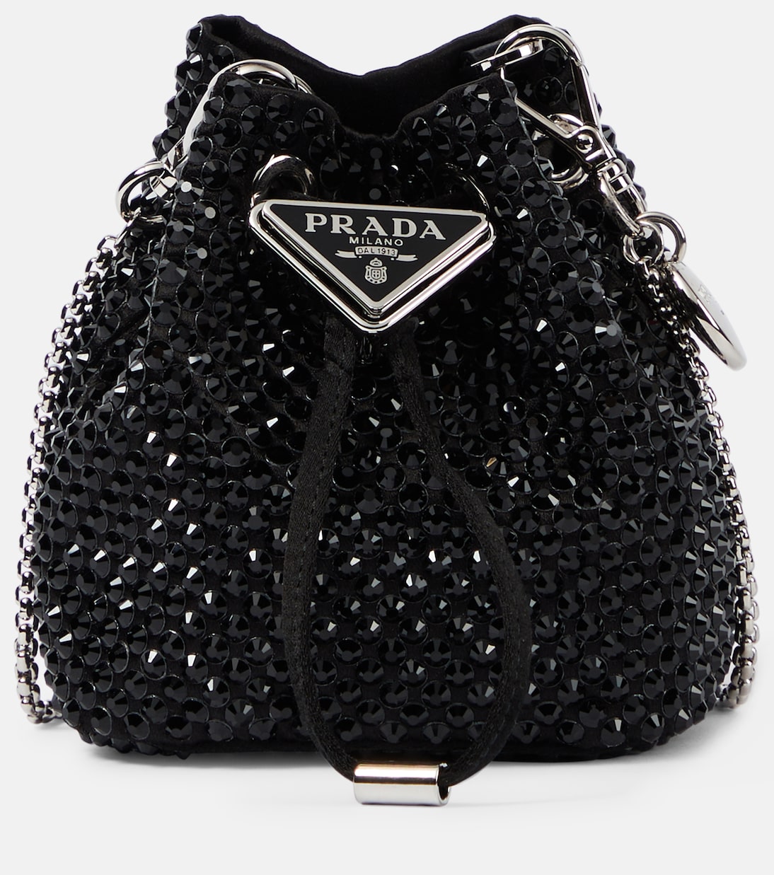 Mini embellished satin bucket bag | Prada