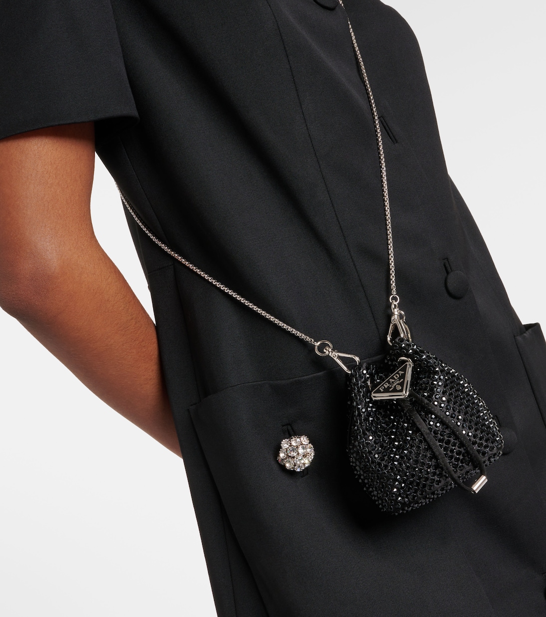 Mini embellished satin bucket bag | Prada