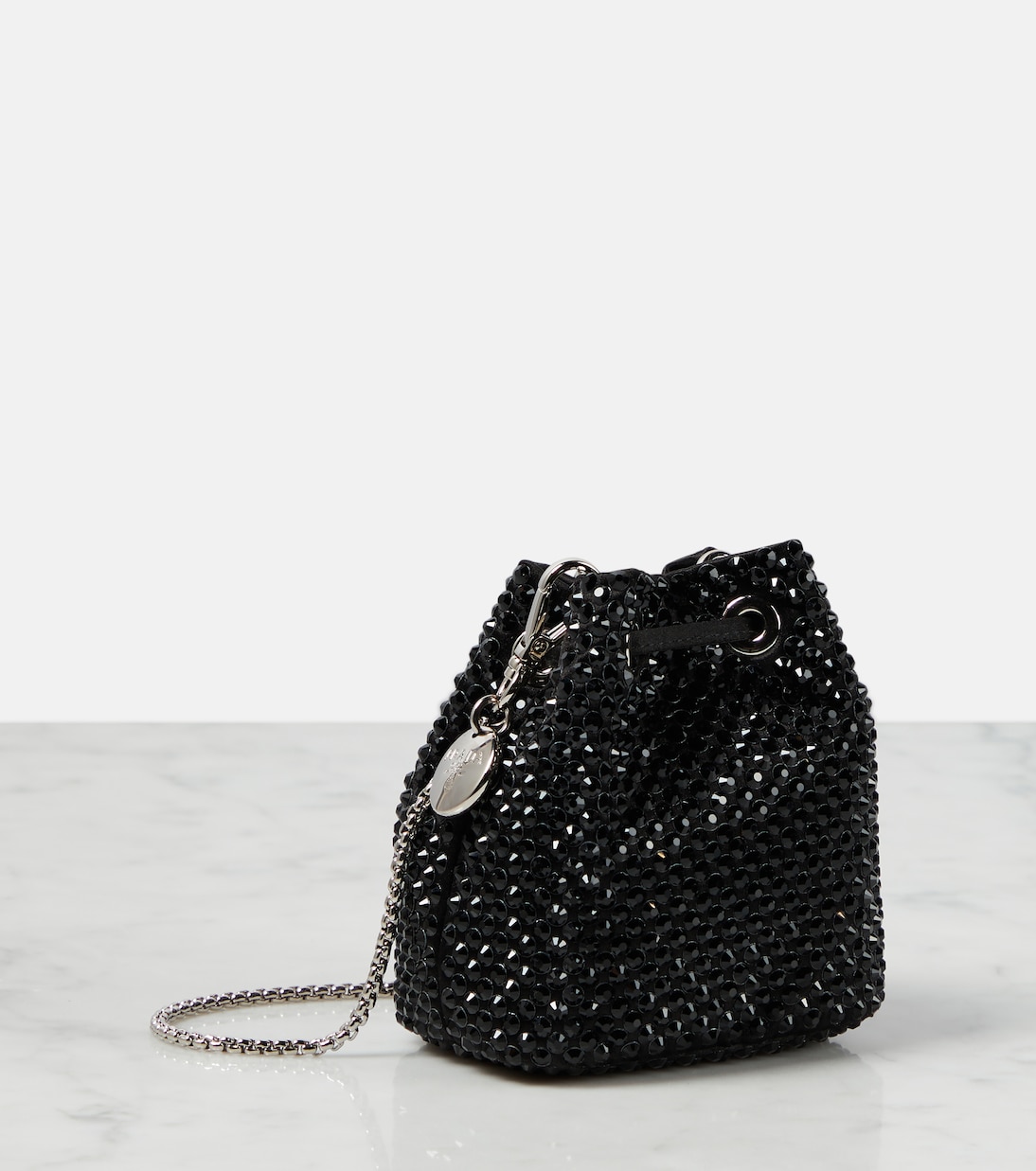 Mini embellished satin bucket bag | Prada