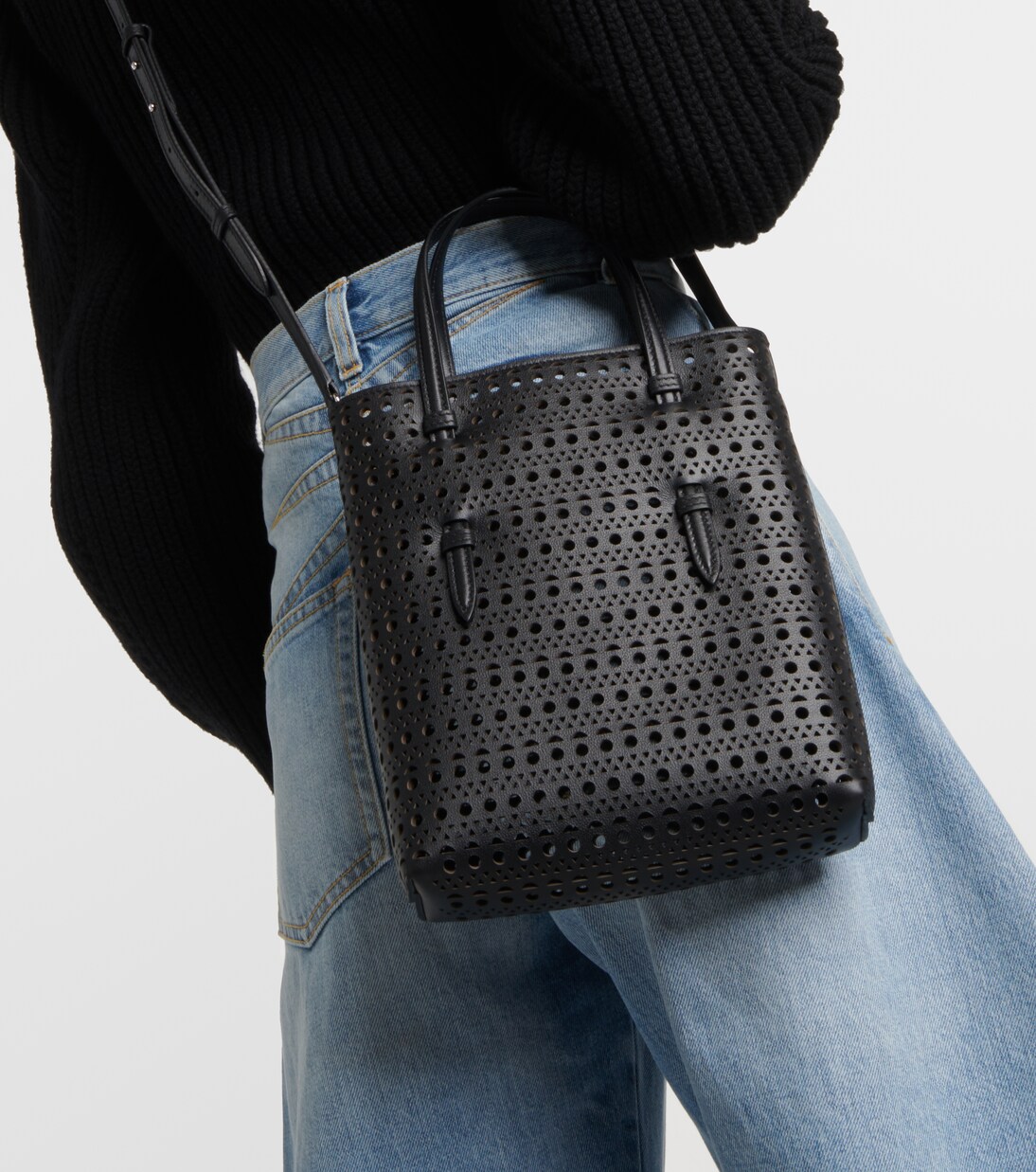 Mina Ns Vienne Wave leather tote bag | Alaïa