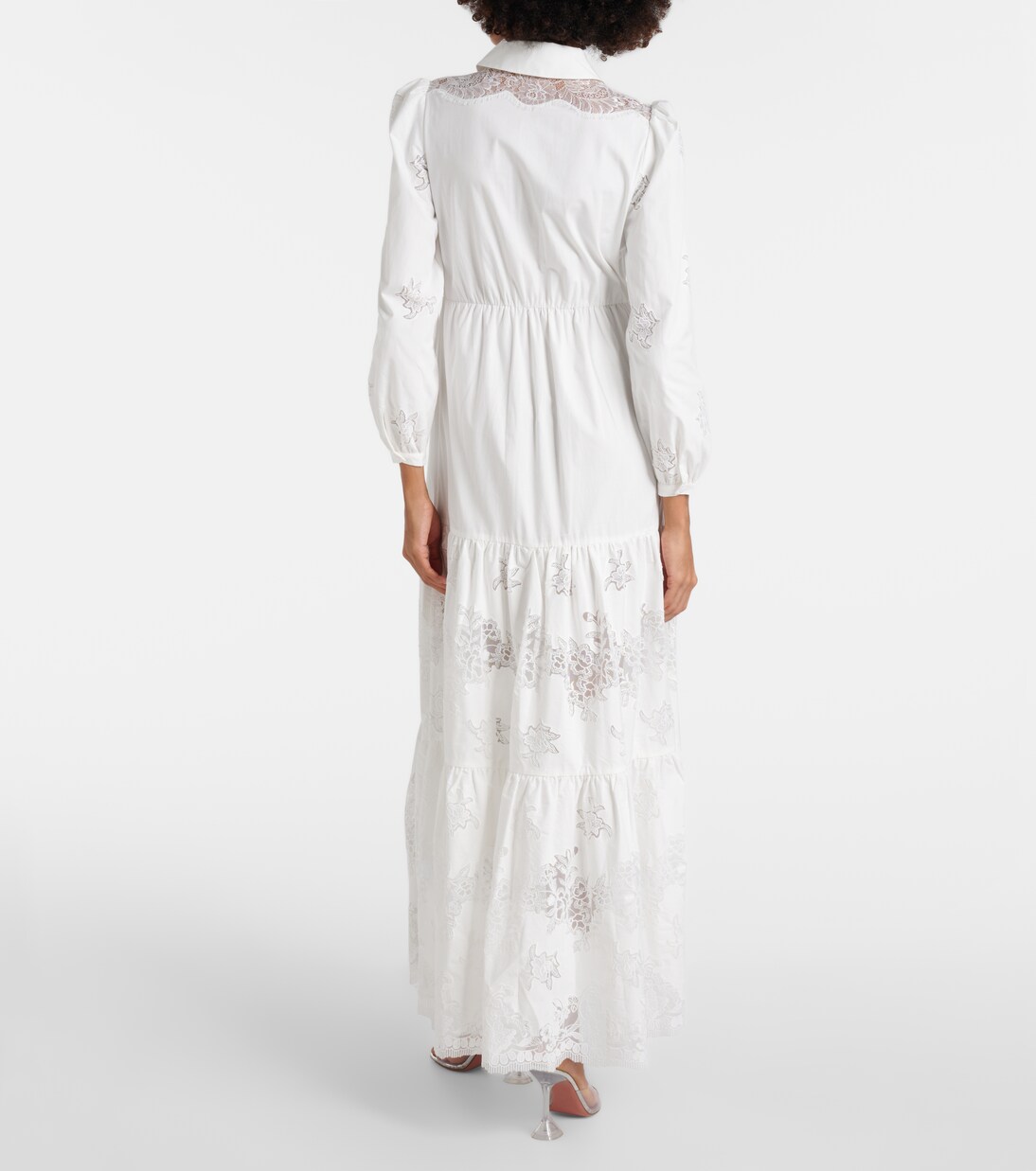 Lace-trimmed cotton maxi dress | Self-Portrait