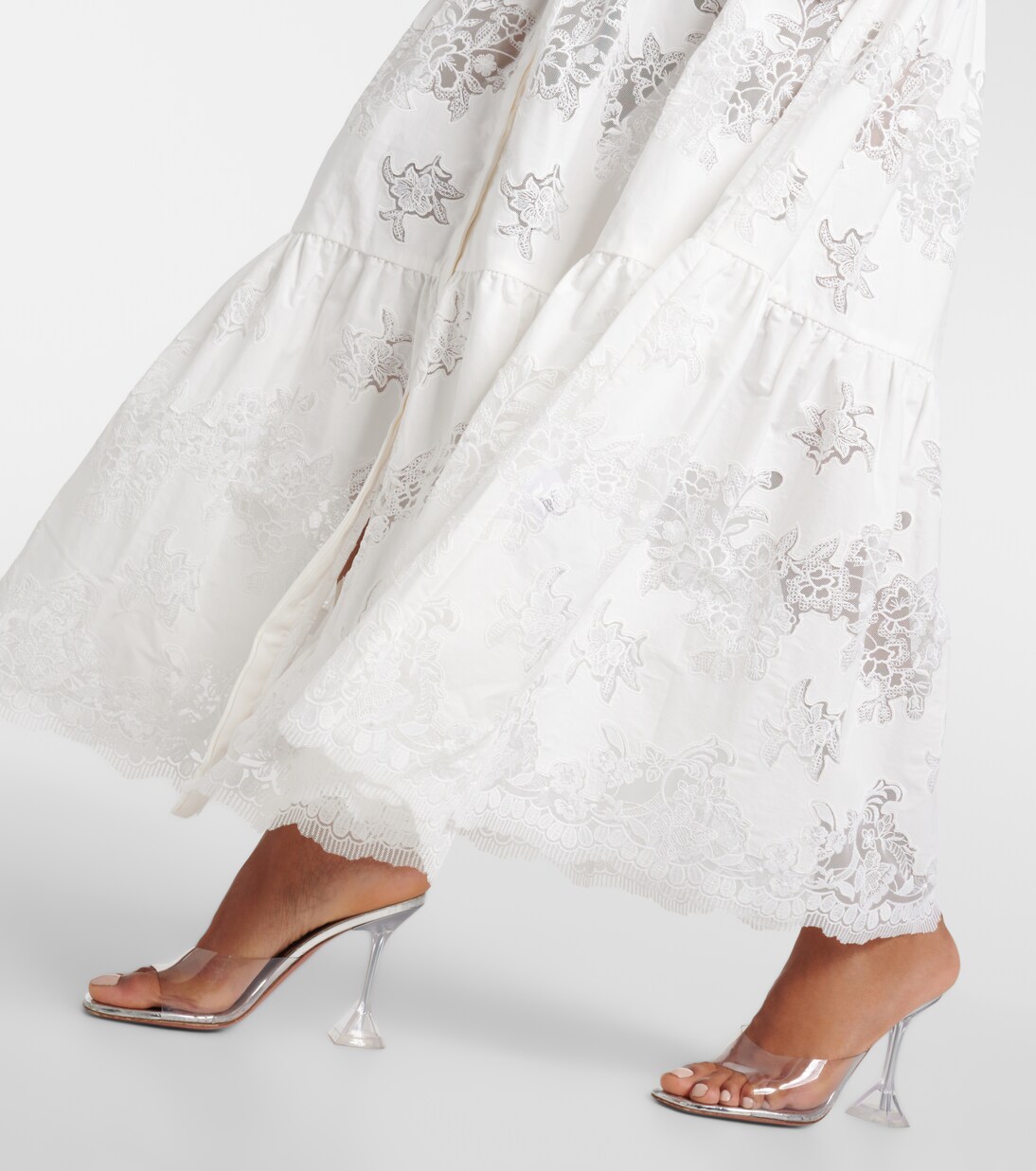 Lace-trimmed cotton maxi dress | Self-Portrait
