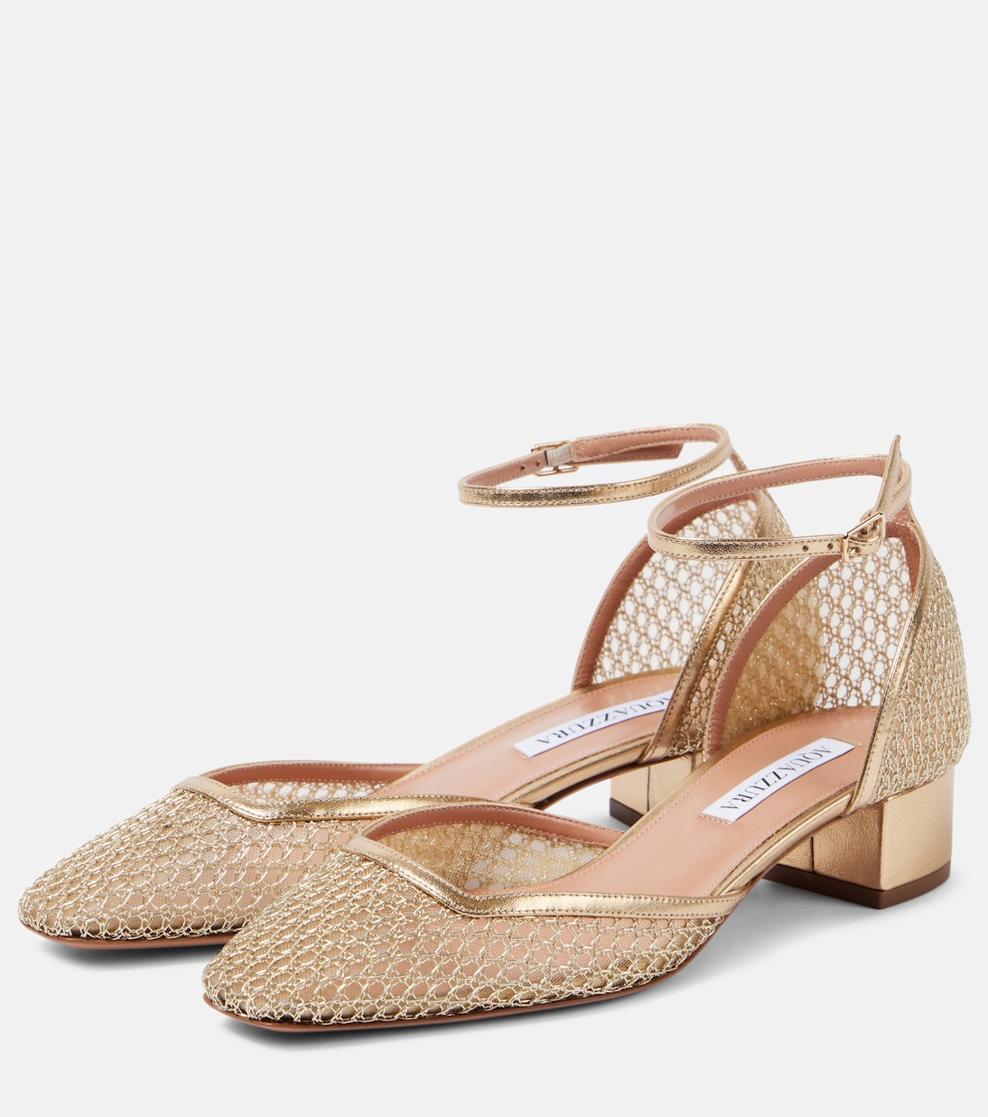 Asha 35 leather-trimmed mesh pumps | Aquazzura