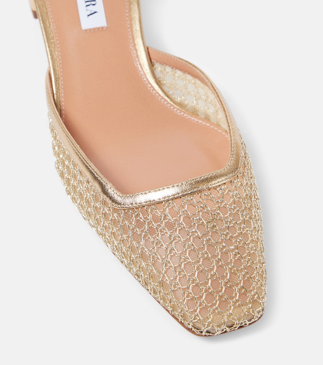 Asha 35 leather-trimmed mesh pumps | Aquazzura