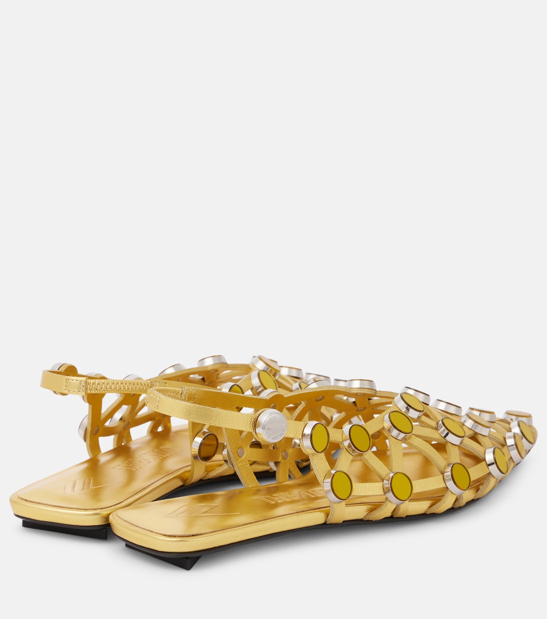 Grid metallic leather slingback flats | The Attico