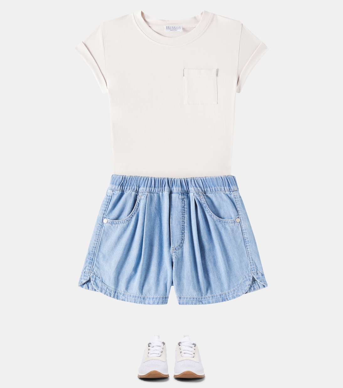 Monili denim shorts | Brunello Cucinelli Kids