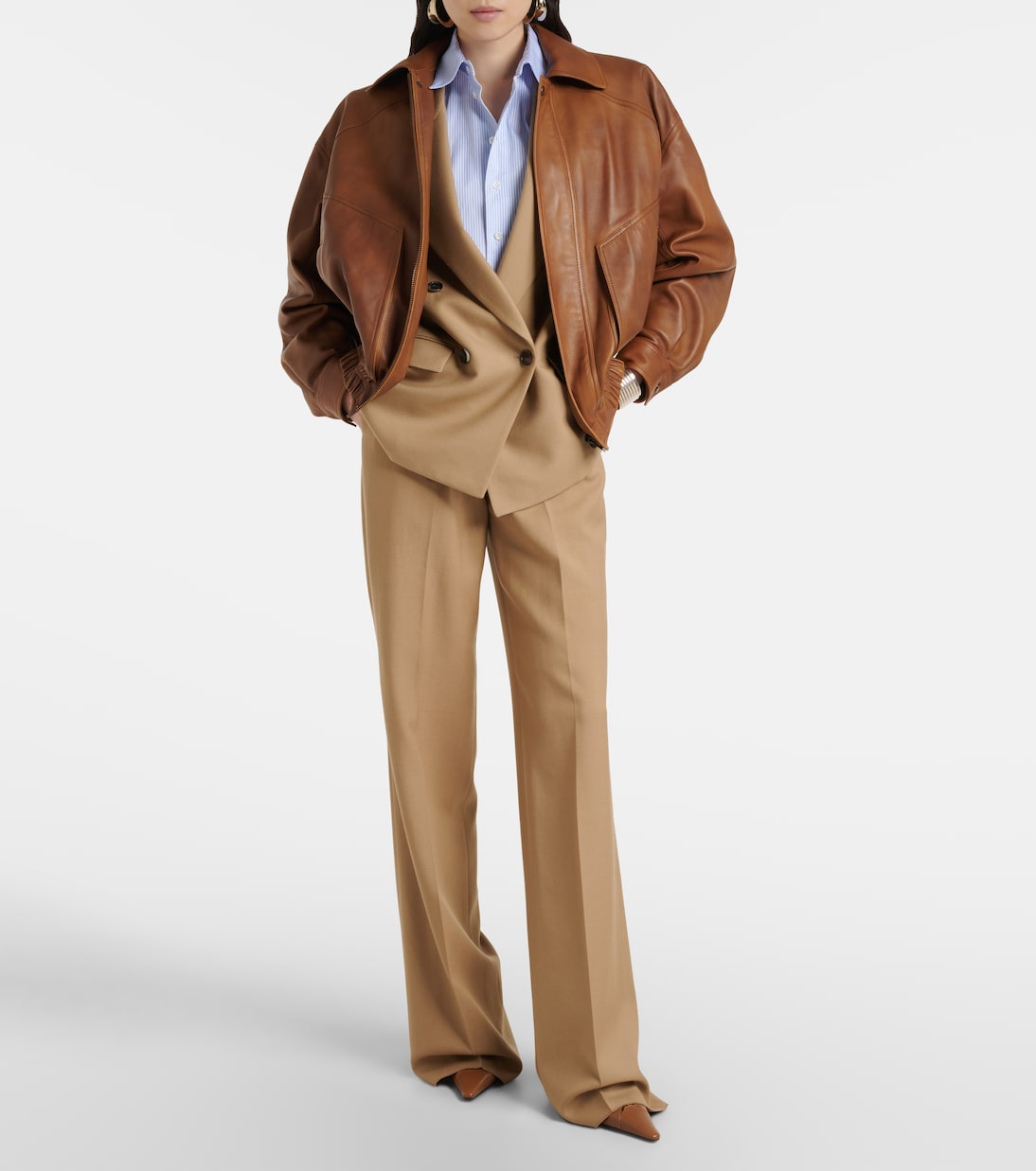 Babylone Breteuil 90 leather slingback pumps  | Saint Laurent