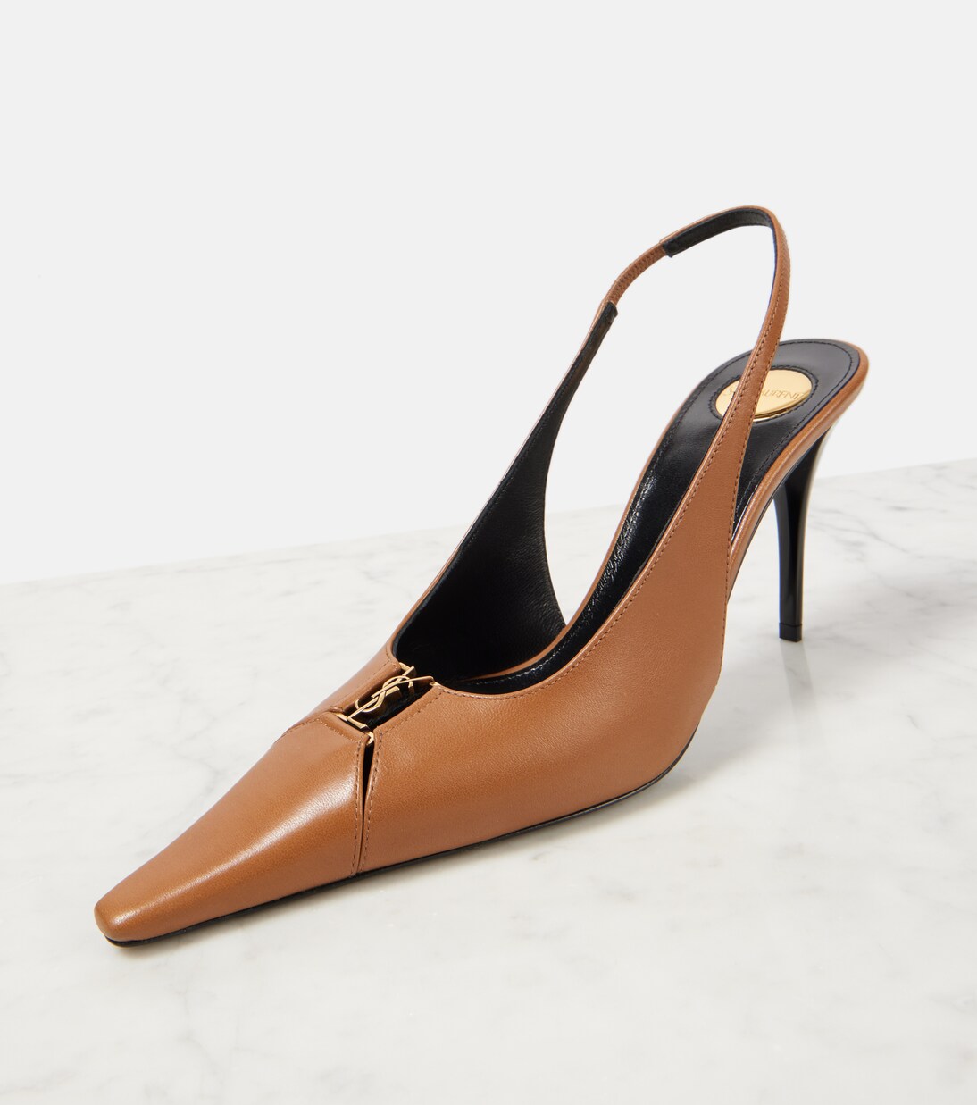 Babylone Breteuil 90 leather slingback pumps  | Saint Laurent