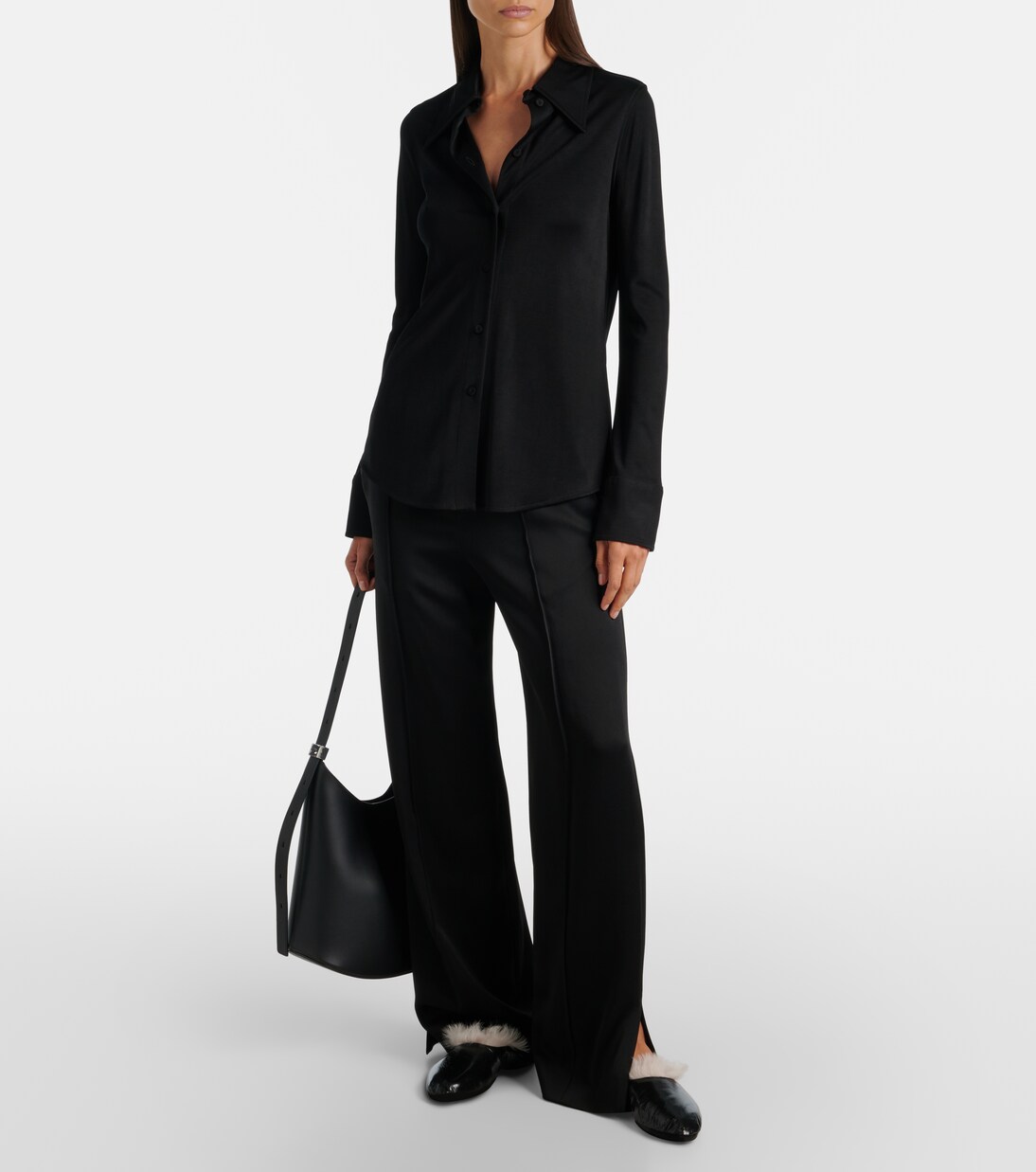 Slip-Ons aus Leder mit Shearling | Jil Sander