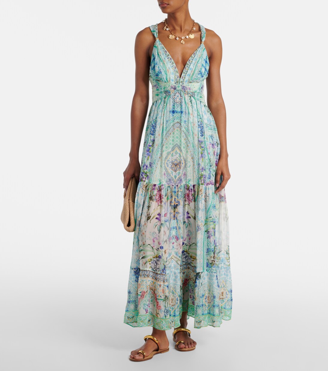 Crystal-embellished silk maxi dress | Camilla