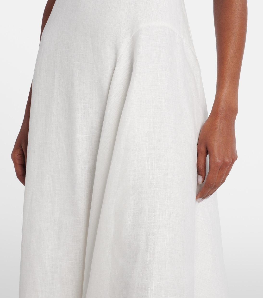 Abito midi Magnolia in lino con ricamo | Alémais