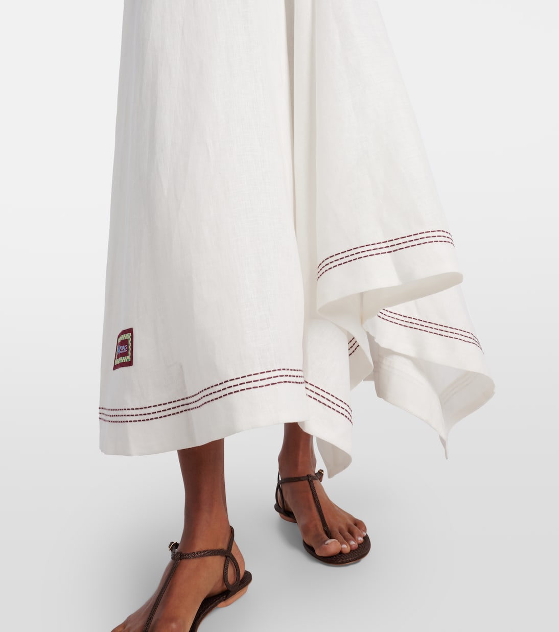 Abito midi Magnolia in lino con ricamo | Alémais