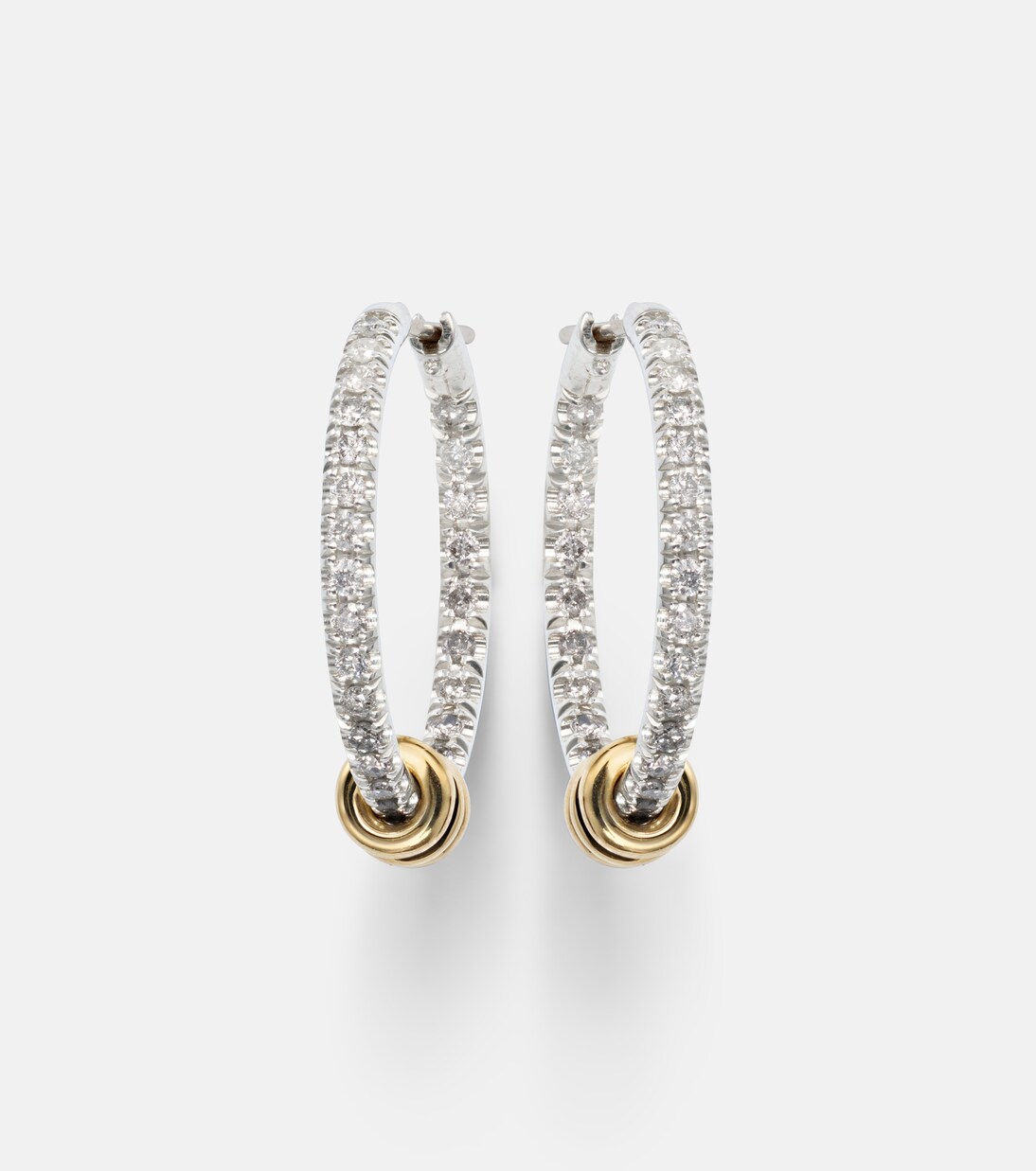Orecchini a cerchio Argo Demi in argento sterling e oro 18kt con diamanti | Spinelli Kilcollin