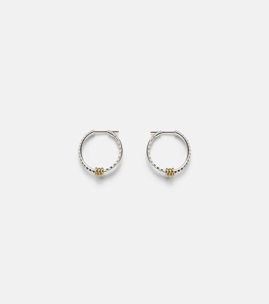 Orecchini a cerchio Argo Demi in argento sterling e oro 18kt con diamanti | Spinelli Kilcollin