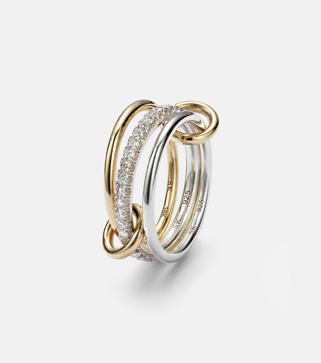 Ring Tigris SG aus 18kt Gelbgold (750/1000) und Sterlingsilber mit Diamanten | Spinelli Kilcollin