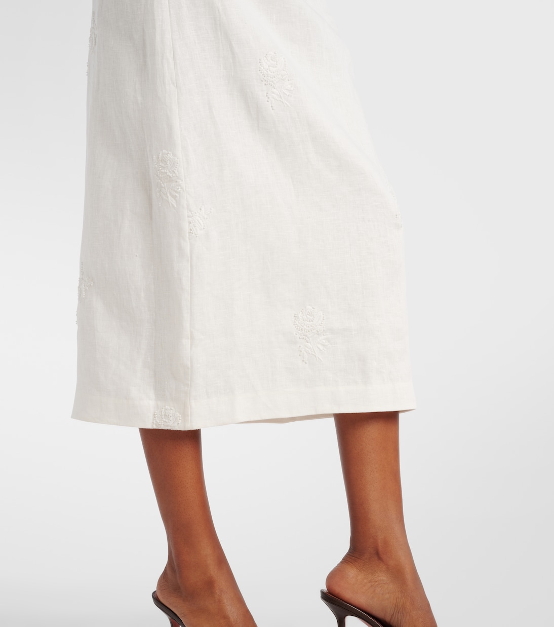 Bestickter Midirock Alessandra aus Leinen | SIR