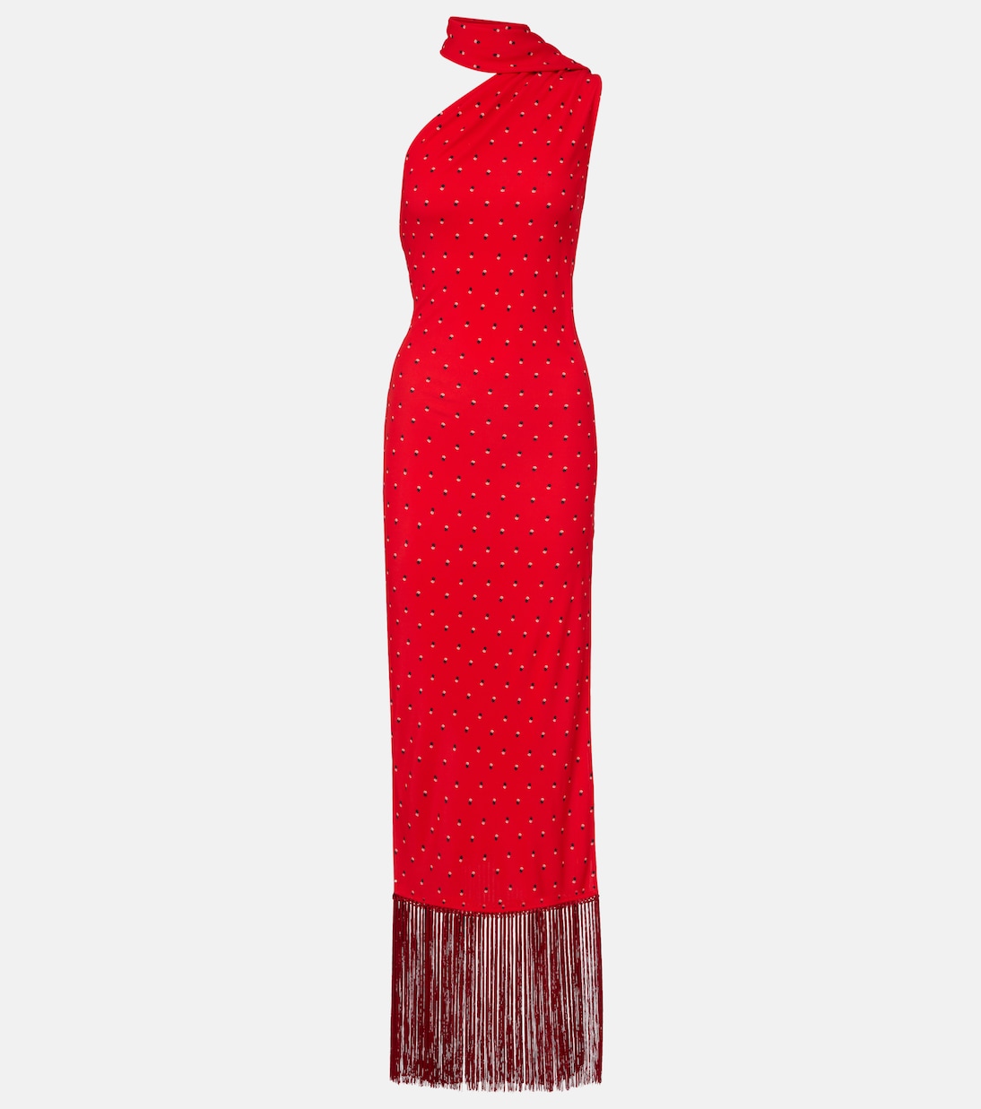 Scarf-detail fringed satin maxi dress | Acne Studios