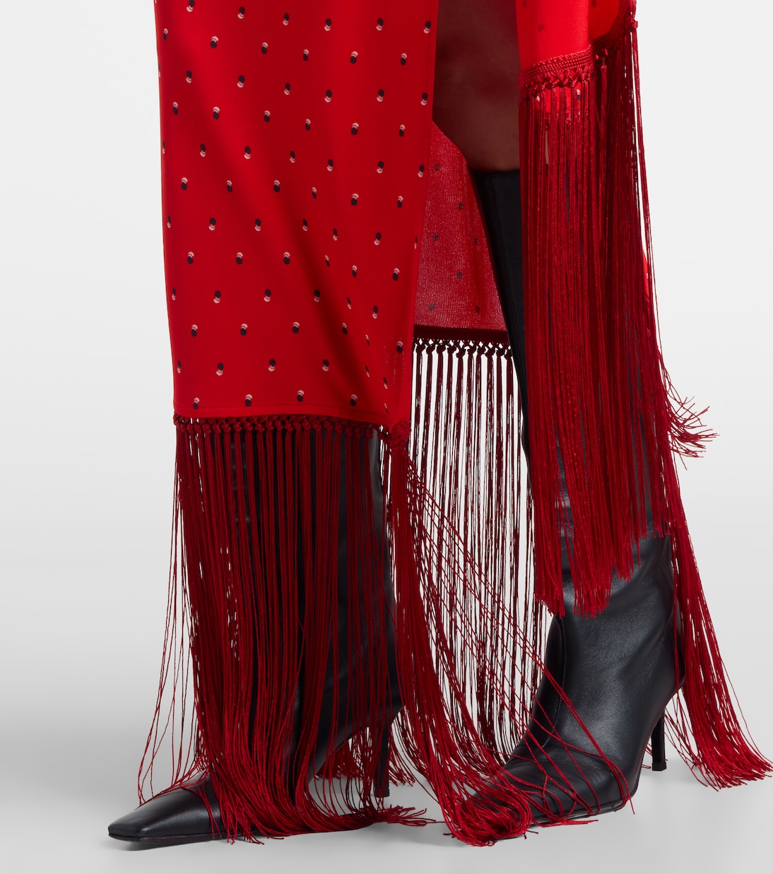 Scarf-detail fringed satin maxi dress | Acne Studios