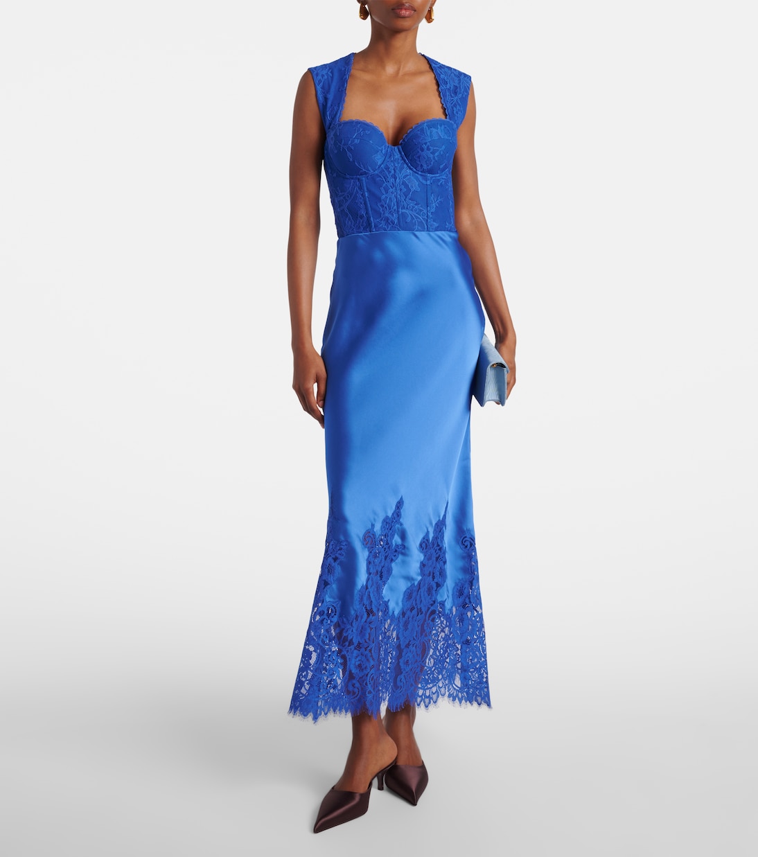Robe midi Remi en dentelle et satin | Rebecca Vallance