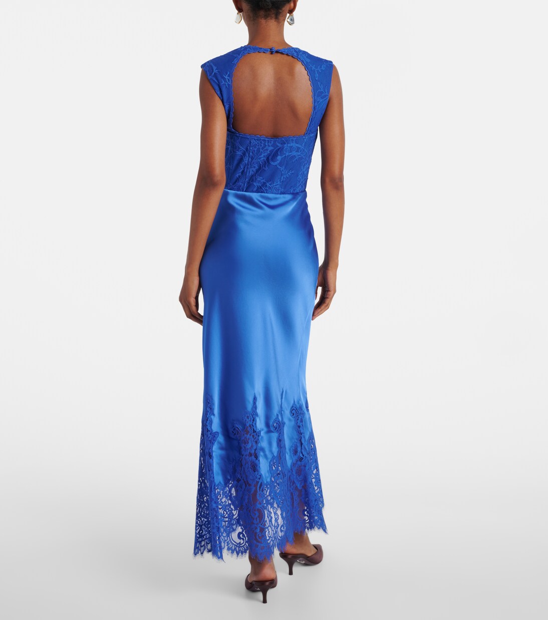 Robe midi Remi en dentelle et satin | Rebecca Vallance