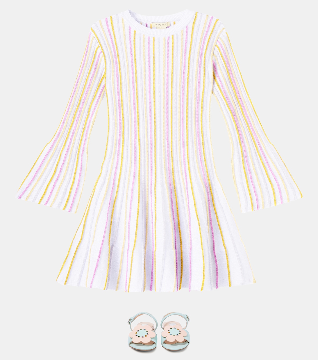 Vestido en mezcla de algodón a rayas | Stella McCartney Kids