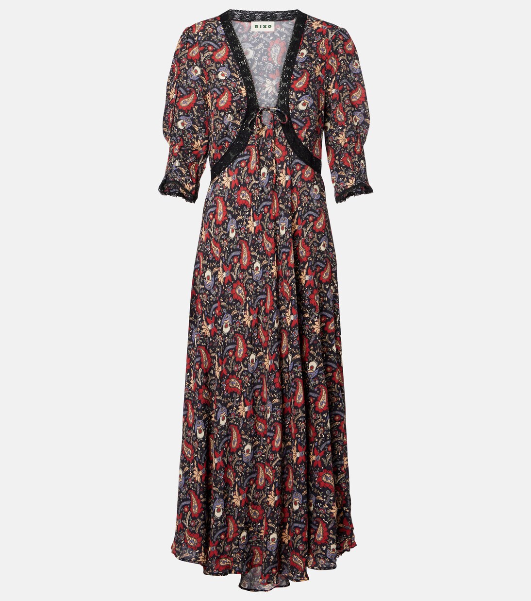 Amina 플로럴 크레이프 드 신 미디 드레스 | Rixo