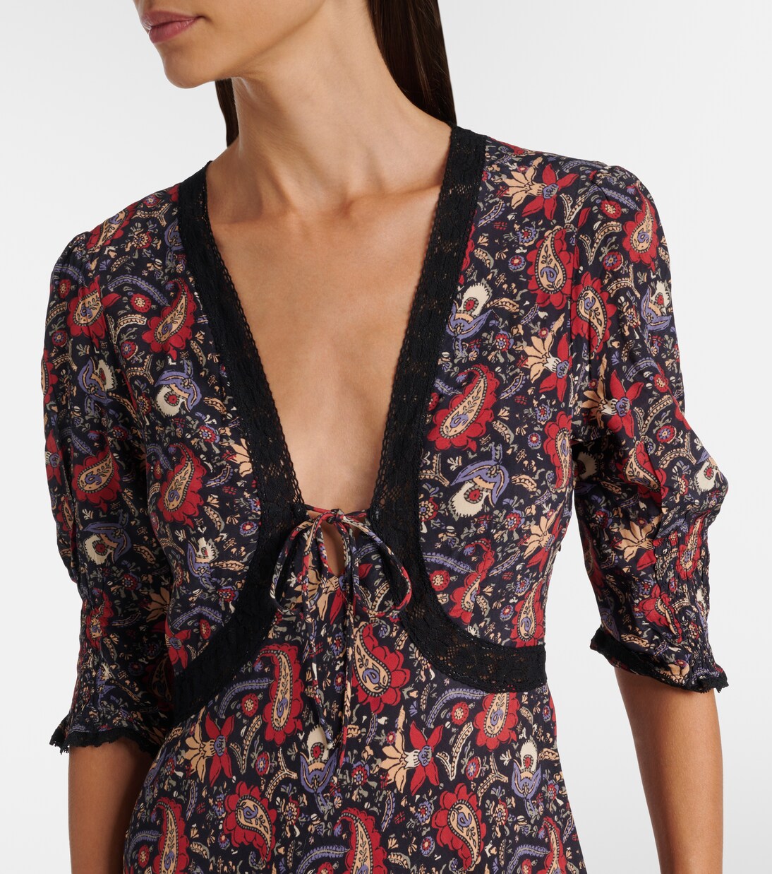 Amina 플로럴 크레이프 드 신 미디 드레스 | Rixo