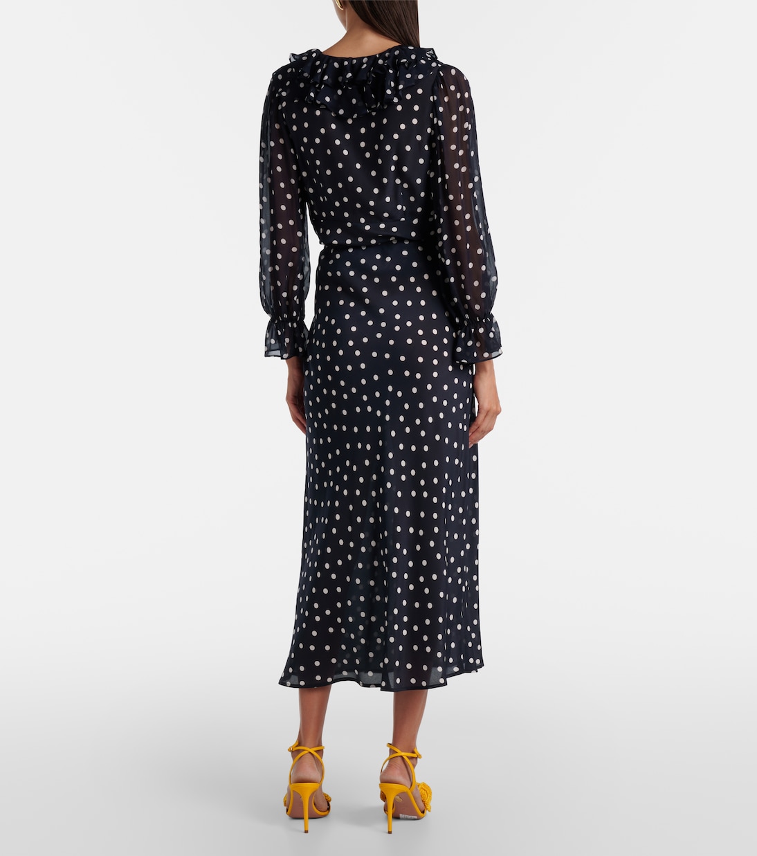 Ardith polka-dot silk midi skirt | Rixo