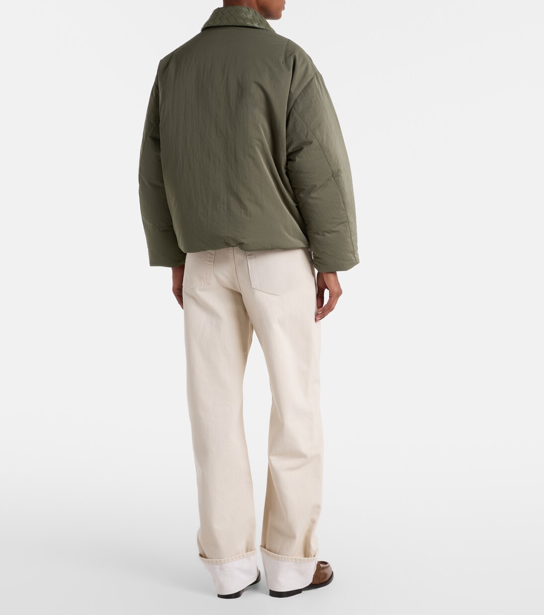 Intrecciato leather-trimmed down jacket | Bottega Veneta