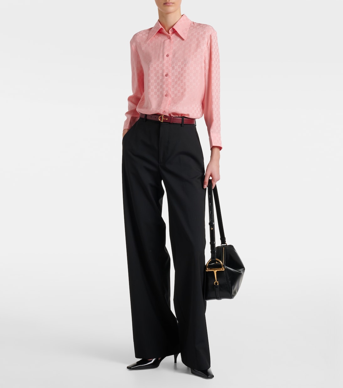 Schultertasche Half Horsebit Medium aus Leder | Gucci