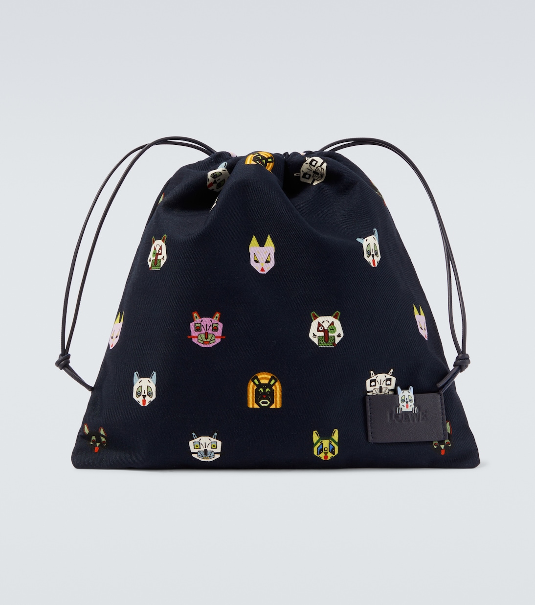 x Louis Wain leather-trimmed cotton pouch | Loewe
