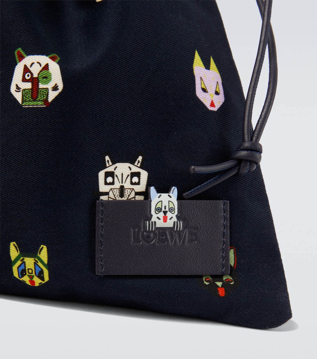 x Louis Wain leather-trimmed cotton pouch | Loewe