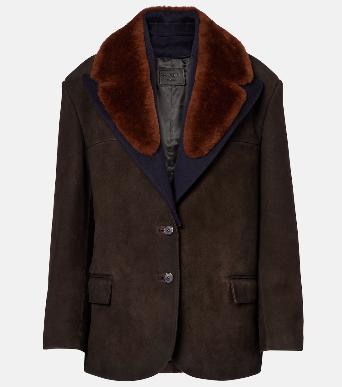 Jacke aus Veloursleder mit Shearling  | Prada