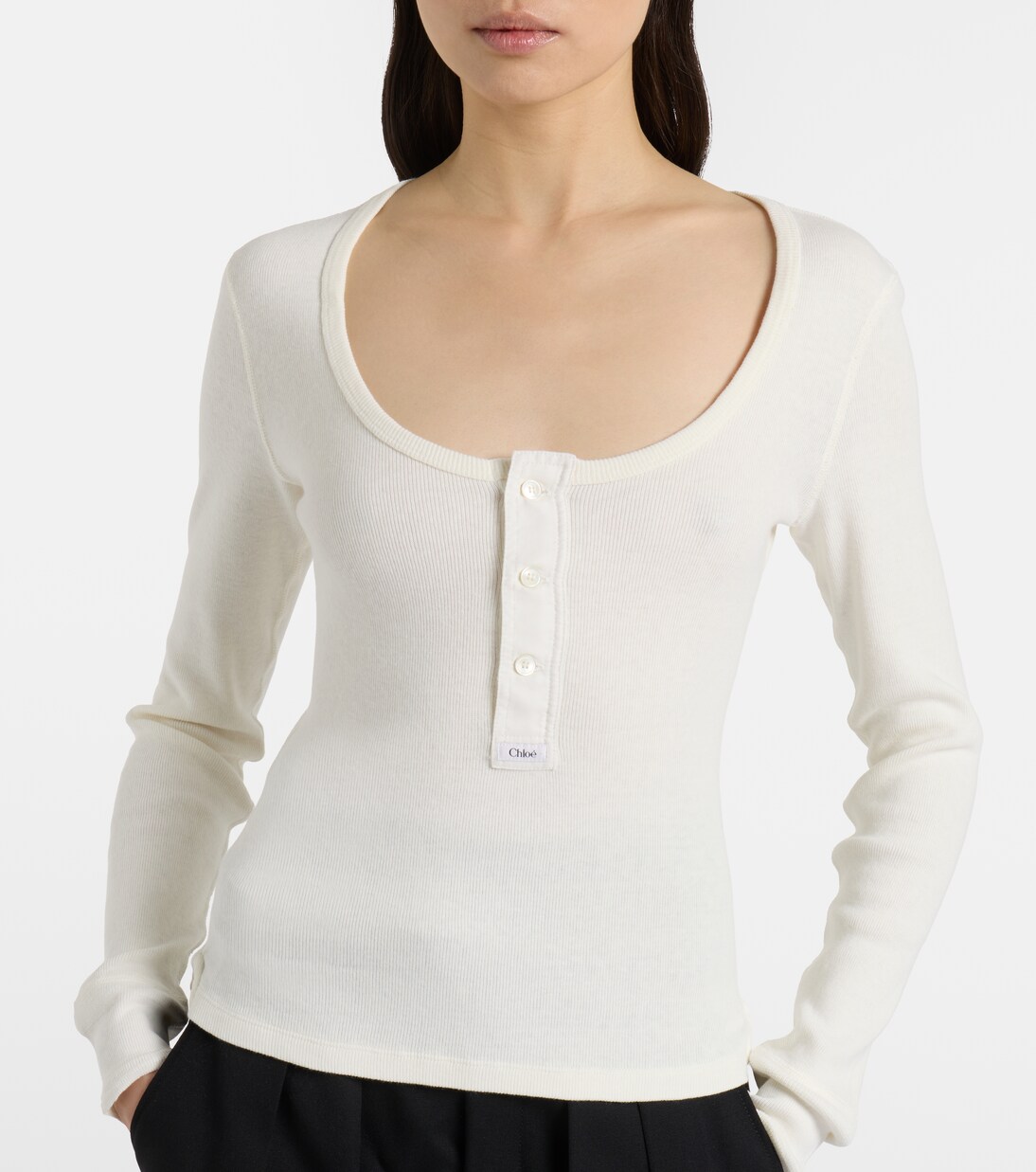 Cotton jersey Henley shirt | Chloé