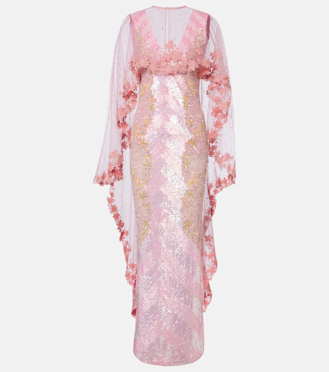 Panorama embellished caped gown | Là Fuori