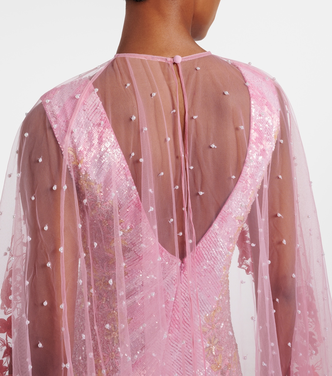 Panorama embellished caped gown | Là Fuori