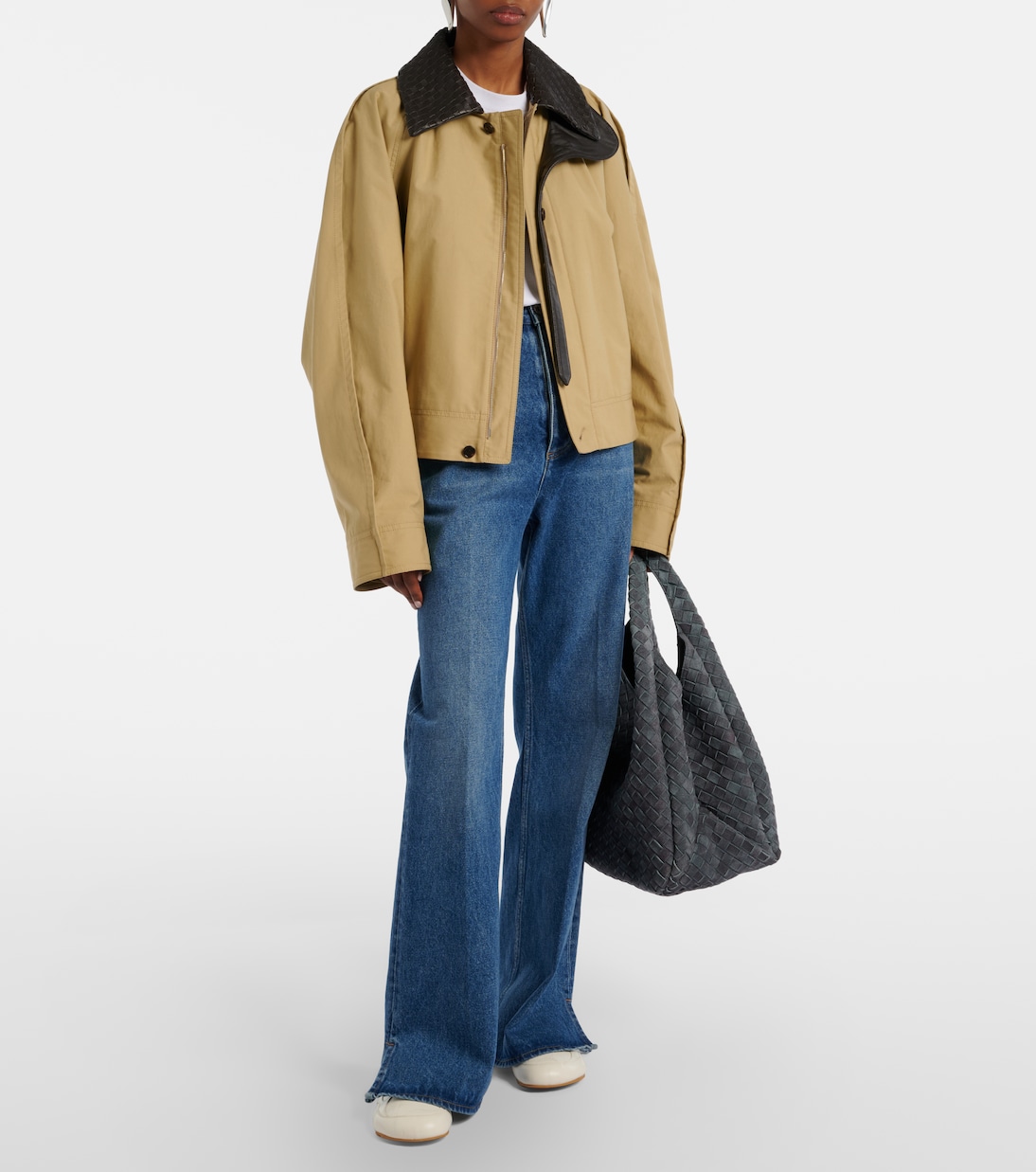 Blouson Intrecciato mit Leder | Bottega Veneta