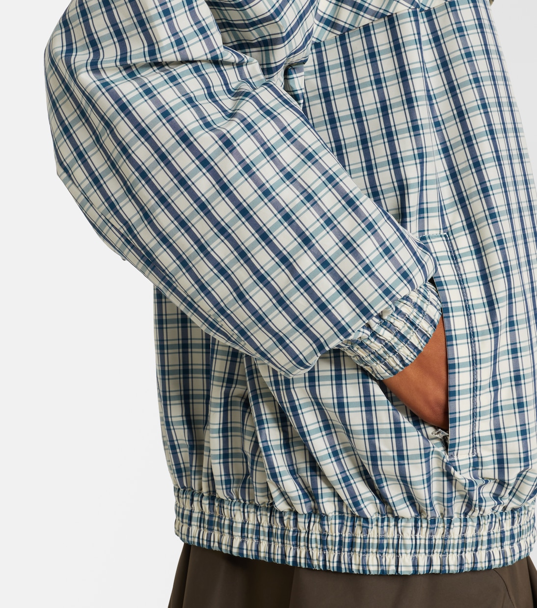 Checked cotton-blend chambray jacket | Prada