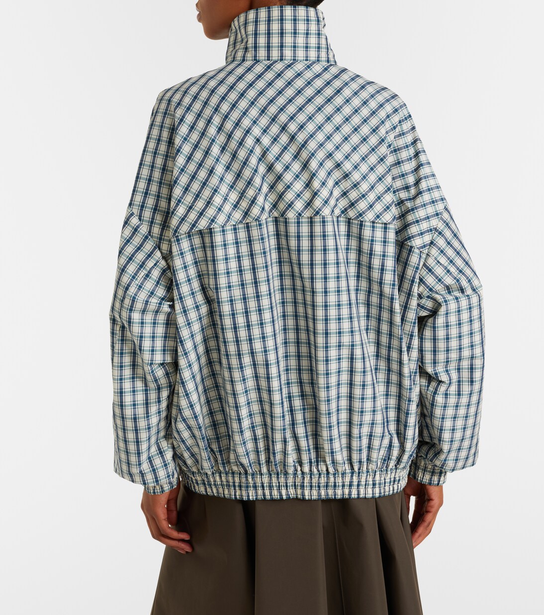 Checked cotton-blend chambray jacket | Prada