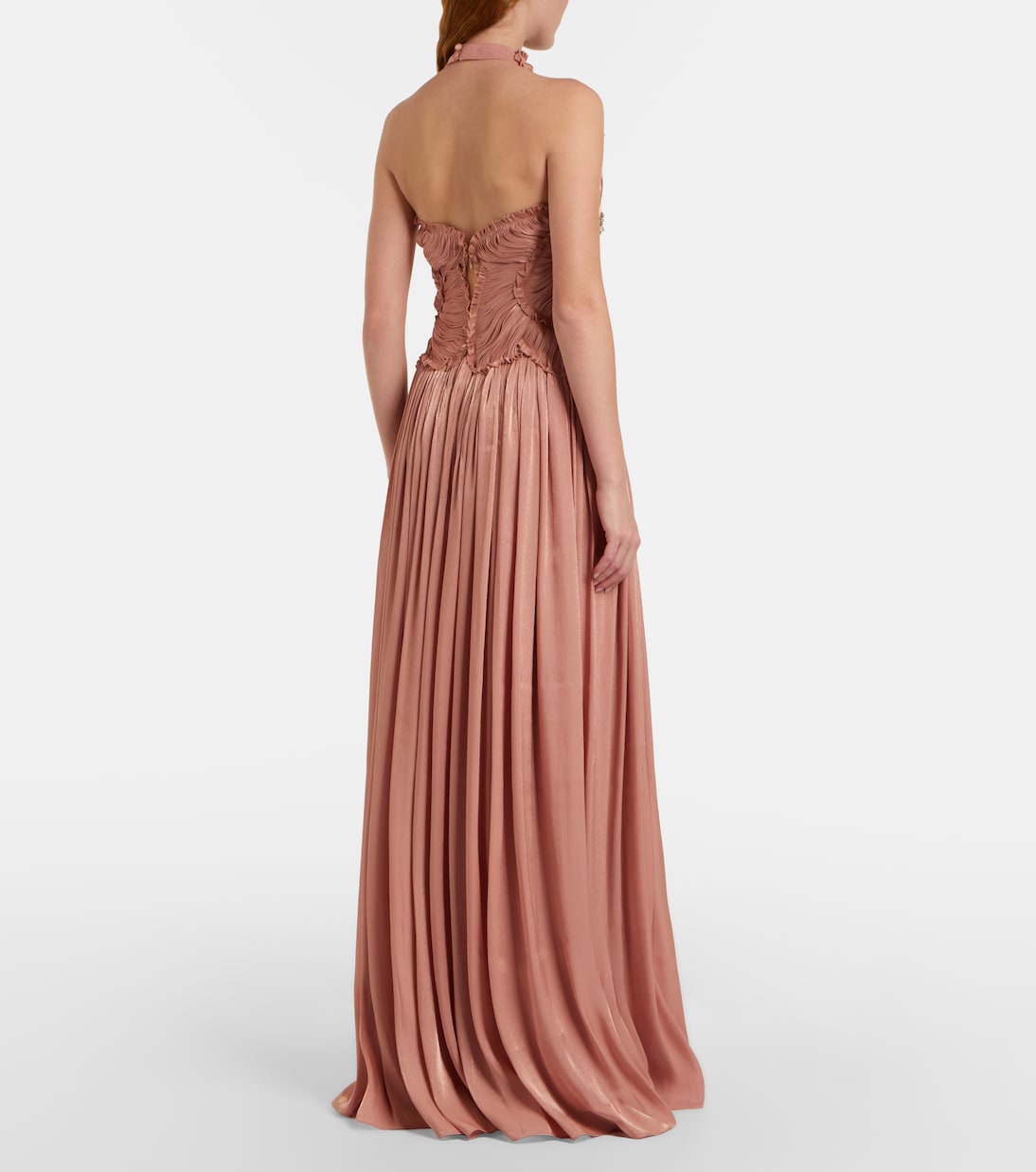Embellished ruched georgette gown | Costarellos
