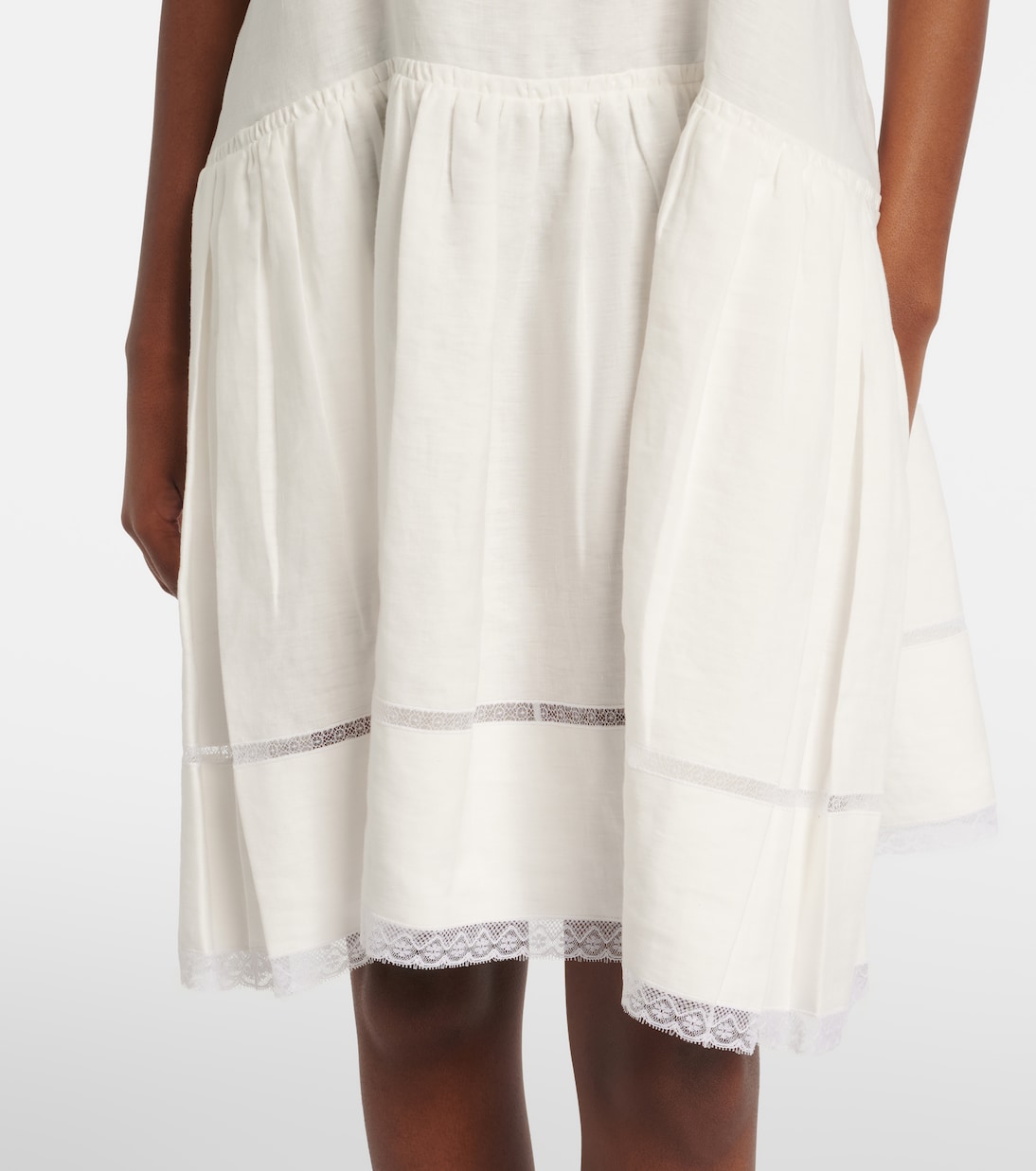 Robe en lin à finitions en dentelle | Prada