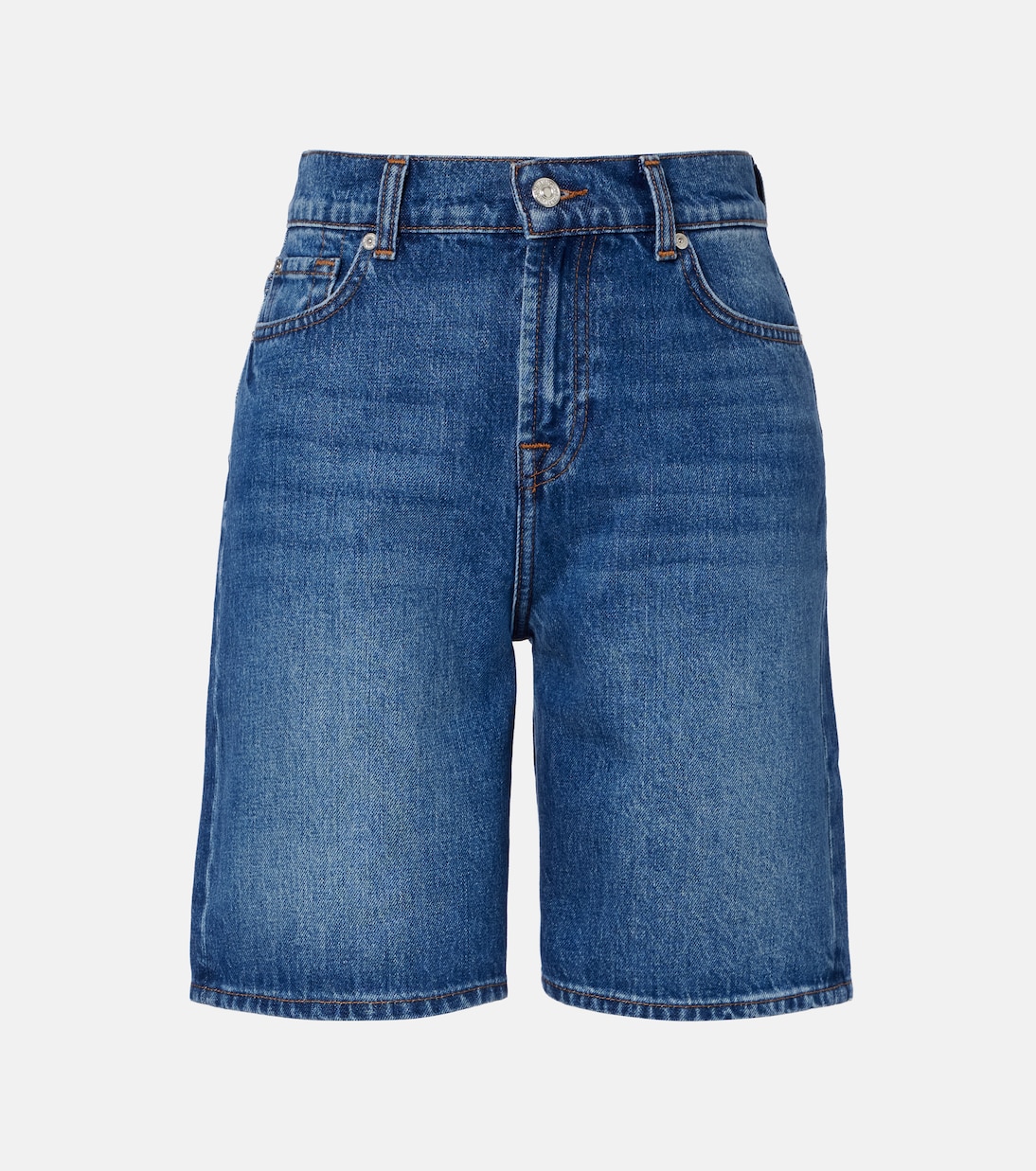 Lola distressed denim Bermuda shorts | 7 For All Mankind