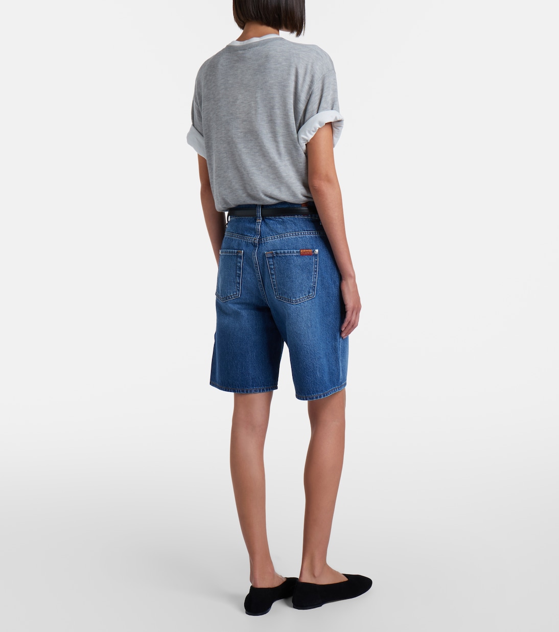 Lola distressed denim Bermuda shorts | 7 For All Mankind