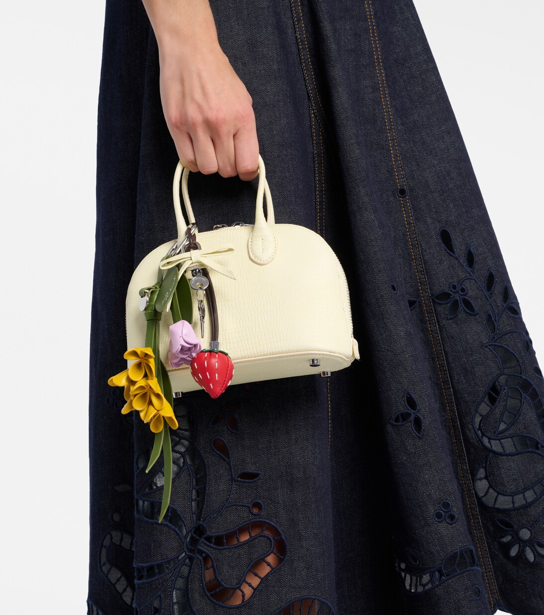Lizard Small leather top-handle bag | Self-Portrait