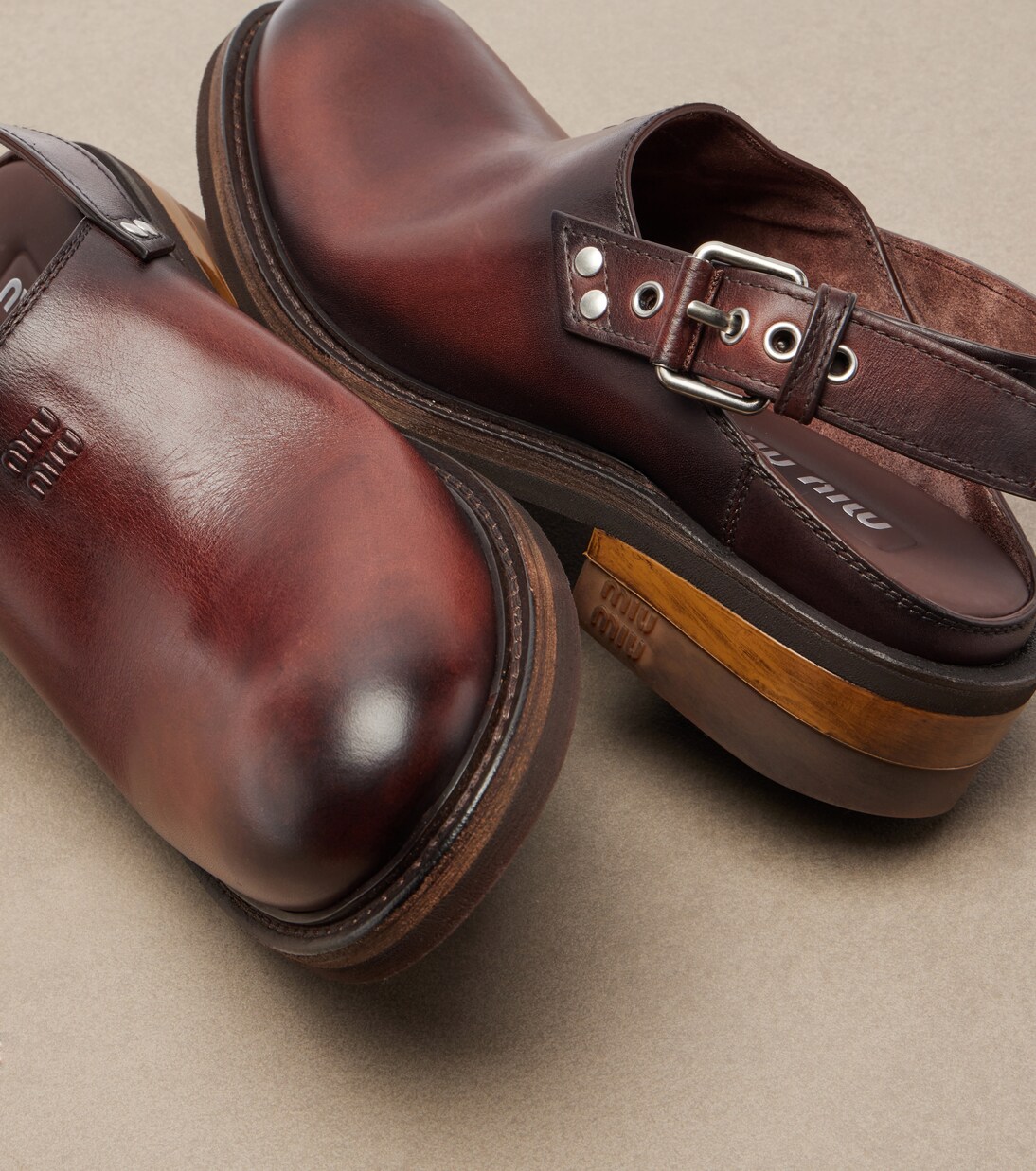 Foule leather clogs | Miu Miu