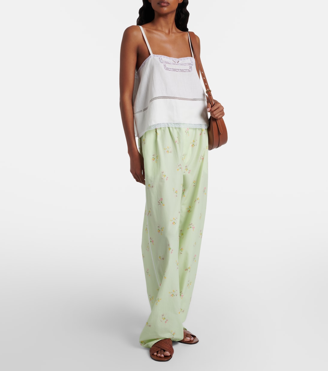 Floral cotton wide-leg pants | Prada