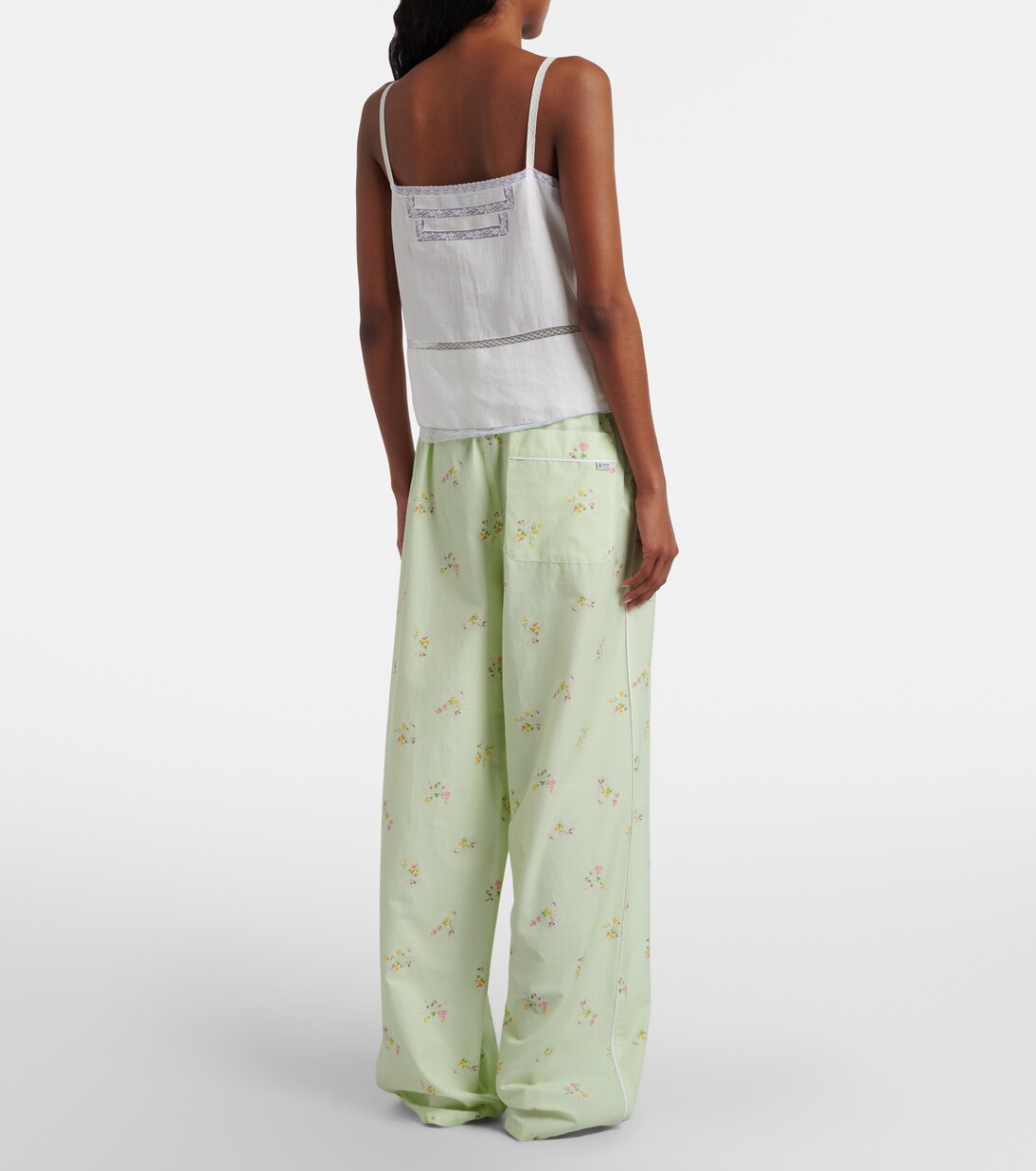 Floral cotton wide-leg pants | Prada